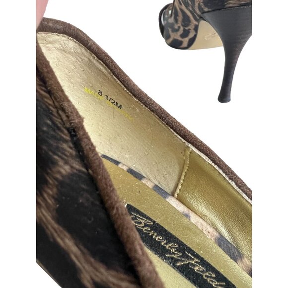 BEVERLY FELDMAN Animal Print Peeptoe Heels Sz 8.5 - Picture 5 of 5